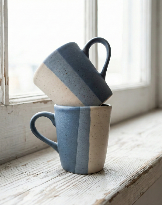 Blue Tri-Color Mug - Set of 2