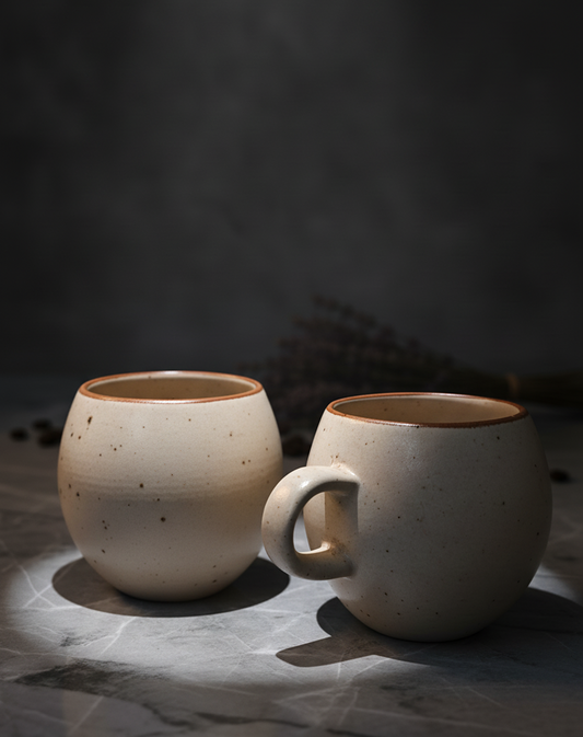 Cream Oval Comfort Cup - Set of 2