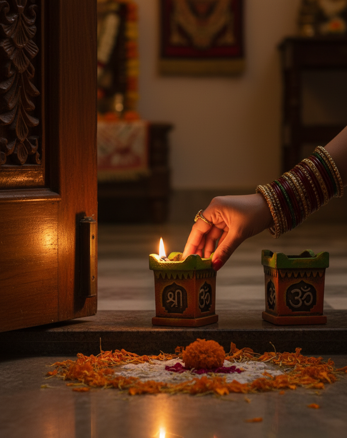 Sacred Tulsi Diya - Set of 4 / 6