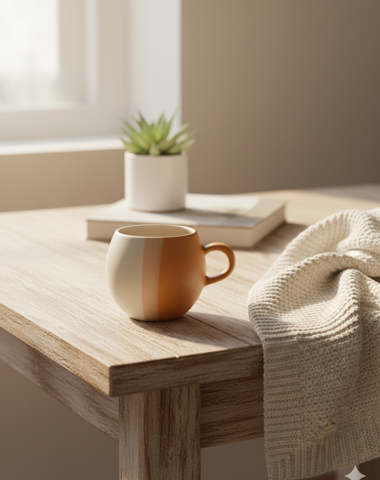 Mustard Oval Ceramic Cup - Set of 2