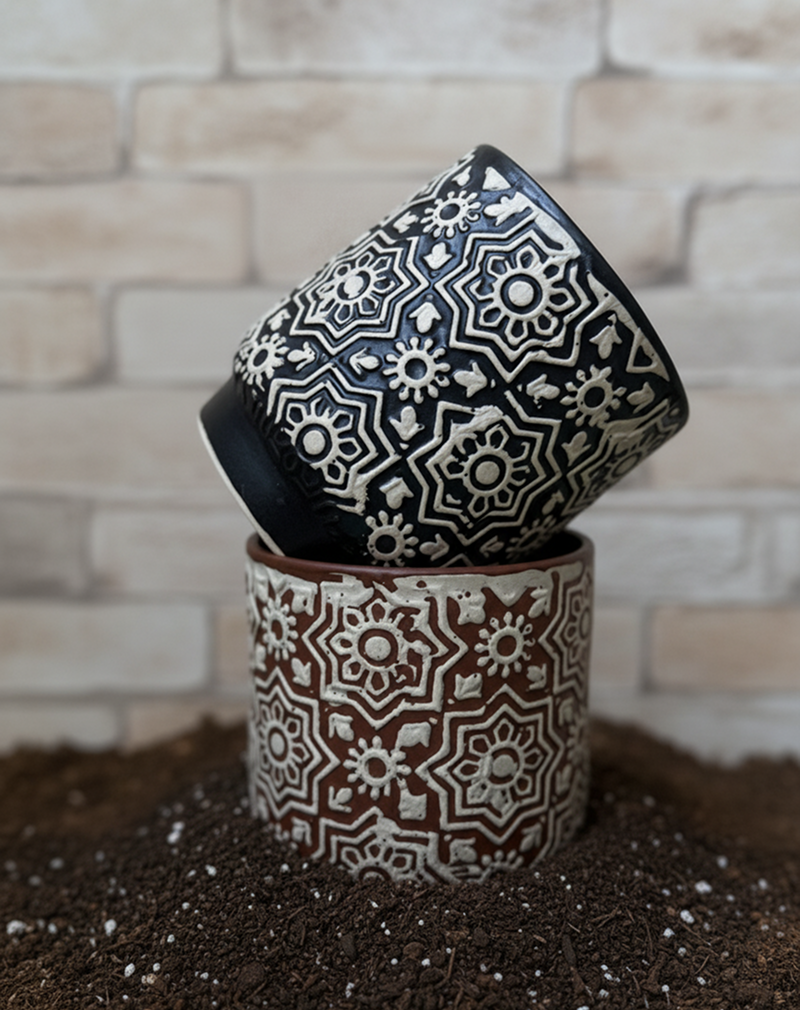 Artisan Embroidery Pot (Pair of 2)