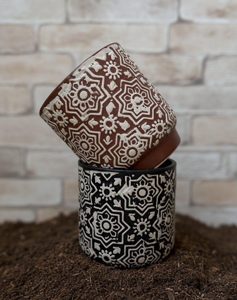 Artisan Embroidery Pot (Pair of 2)