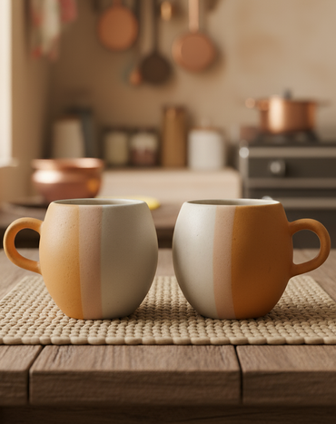 Mustard Oval Ceramic Cup - Set of 2